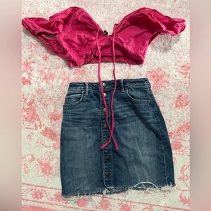 Abercrombie denim skirt crop top bundle